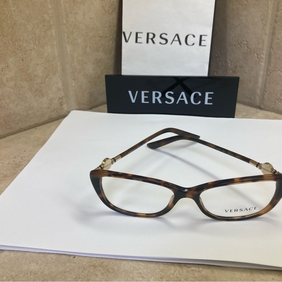 New Versace Tortoise Eyeglasses. Semi cat eye - Picture 9 of 12